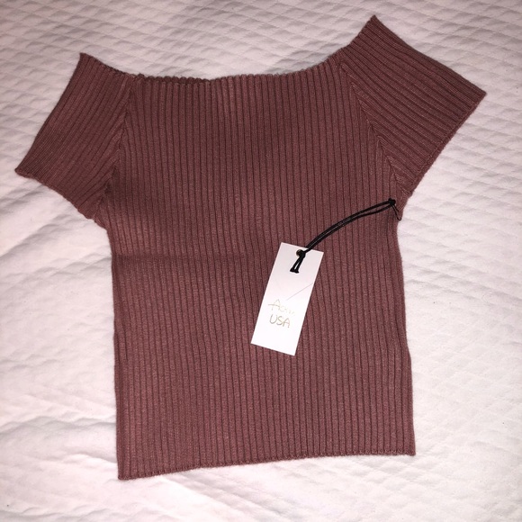 Fashion Nova Tops - Off Shoulder Pink Ribbed Crop Top